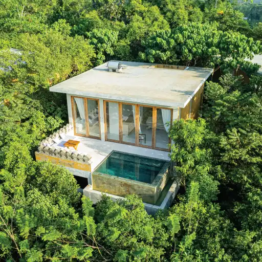 An ariel view of the villa